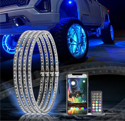 China Remote Control Double Sided Instant Light Beads Car Wheel Horse Hub Aluminum Modified Colorful Atmosphere RGB for sale