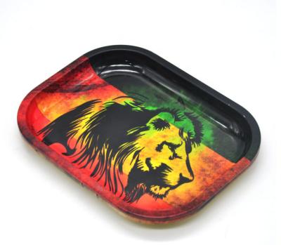 China Multiple Function Custom Design Metal Rolling Tray 18*14cm Herb Smoking Tin Rolling Tray for sale