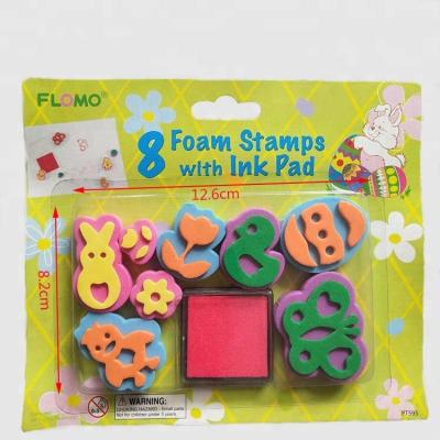 China Non-Toxic Hot Selling Colorful Easter Stamp Making Machine EVA Foam Self Inking Kids Stamp Set for sale