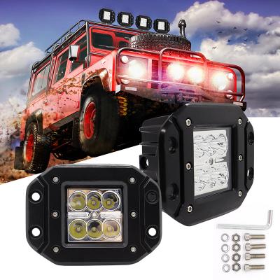 China Super Bright Square LED Work Light Alcanta 4 Bar 4 Inch 18W Car Exterior Light Bracket 6000k LED Bumper Light For Offroad Trucks 4x4 SUV ATV for sale