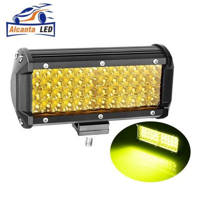 China Exterior Car Lighting 7 Inch LED Work Light Bar 144W Yellow Spot Driving Lights Amber Car Fog Lamp For Jeeps Truck Trailer Boat Offroad Pickup CRV ATV for sale