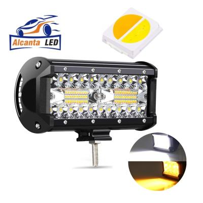 China 7 Inch White Amber Strobe 12000LM 120W Off Road Car Exterior Lighting 12V 24V LED Fog Lights Driving Light Lugs Light Bar For Truck Pickup for sale