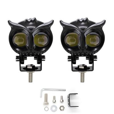 China Alcanta OWL Design 2leds Car Lighting Outdoor High Low DC9-80V 20W Motorcycle Headlight Beam Motorbike Headlampled Fog Lights Dual Color Yellow for sale