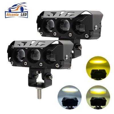 China Alcanta Motorcycle Headlight Bulb OWL 3LEDS 30W Dual Color Spot Light Yellow White Yellow 6000K Fog Lights Alcanta Moto Car Exterior Lighting for sale