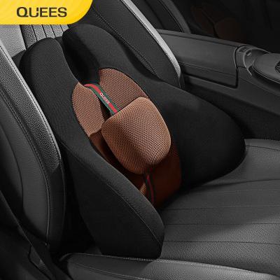 China Cool and Soft Quees Custom Embroidered Orthopedic Car Chair Back Support Cushion Memory Foam Lumbar Pillow for sale