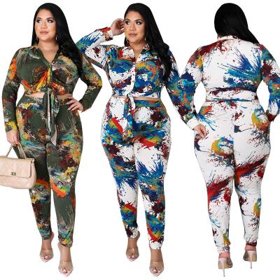 China Breathable XL To 5XL 2021 New Arrivals Summer Two Piece Pants Sets Plus Size Women Clothing for sale