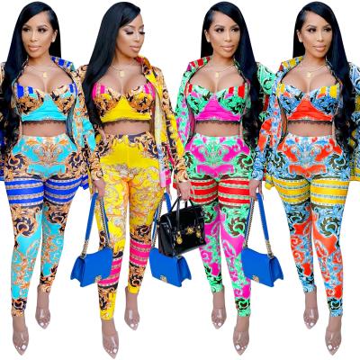 China Autumn / Winter Breathable Women Milk Silk Digital Printing Sleeveless Pants Set for sale