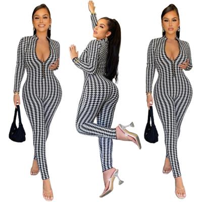 China New Breathable S To XL Women Stand Up Collar Printed Overalls for sale