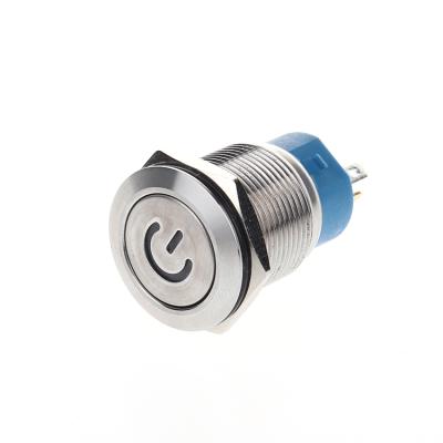 China Stainless Steel Power Supply 19mm Mini Selector Small Latching Stainless Steel Metal Push Button Switch Electric Self-Latching Switch For Rc Car for sale