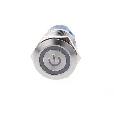 China Stainless Steel 5 Pin Power Switch For Rc Car Metal Push Button Switch 19mm Selector Horn Small Without Lock for sale