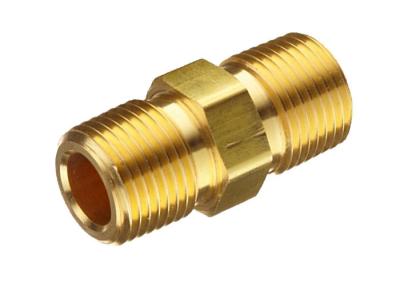 China Brass CNC Fittings / Straight Pipe Fittings Hex Male Reducing Nipple for sale