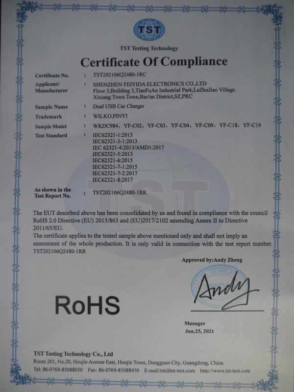 RoHS - Shenzhen Feiyida Electronics Co., Ltd.