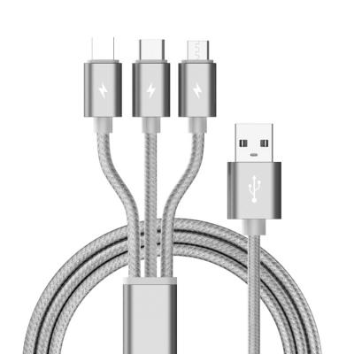 China 2021 Hot Fashion High Speed ​​Charging 3 Multifunction in 1 USB Charging Cable for iPhone, Android Mobile Phone and Type-C Mobile Phone for sale