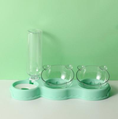 China Automatic Plastic Pet Water and Food Feeder Dog Bowl Pet Water and Food Bowl Feeding Container for sale