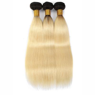 China Silky Straight Wave Virgin Cuticle Aligned Hair Bundles, Raw Indian Hair Bundles, 1B/613 Ombre Color Silky Straight Hair Bundles for sale