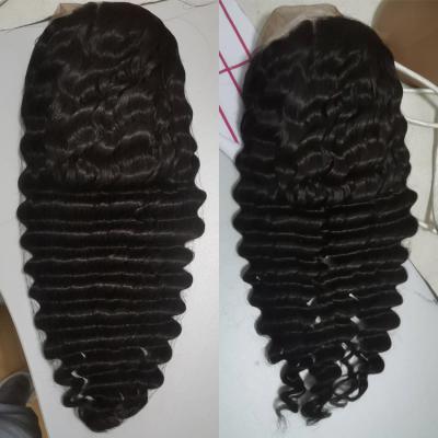 China Good Texture Can Keep Long Time Raw Peruvian Hair Wigs Deep Wave Hair, Pre Plucked With Baby Hair Lace Wigs For Black Women, 13x4 Lace Front Human Hair Wigs for sale