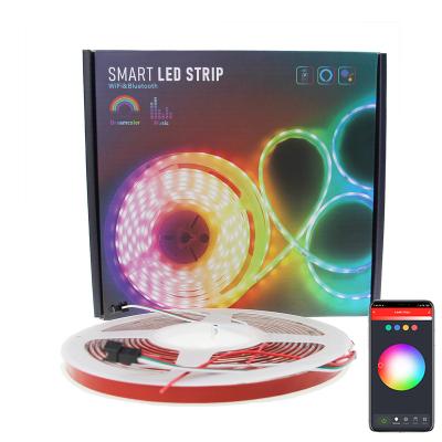 China Residential Waterpoof 5050 RGBIC Color Smart Bluetooth Wifi Tuya APP Dream Radio Controlled Led Strip Light for sale