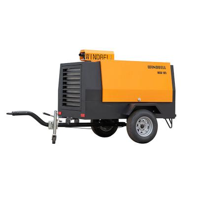 China Lubricated 120Cfm Portable Diesel Rotary Screw Air Compressor For Sandblasting Sales In South Africa for sale