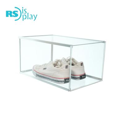 China Eye Catching Custom Acrylic Sneaker Display Case With Opening Side Door for sale