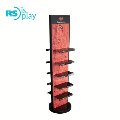 China Double Sided Custom Rotatable Pegboard Floor Display Stand for sale