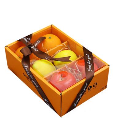 China Recycled Materials Corrugated Cardboard Fruit Packaging Box With Lid Window Ribbon Custom Logo for sale