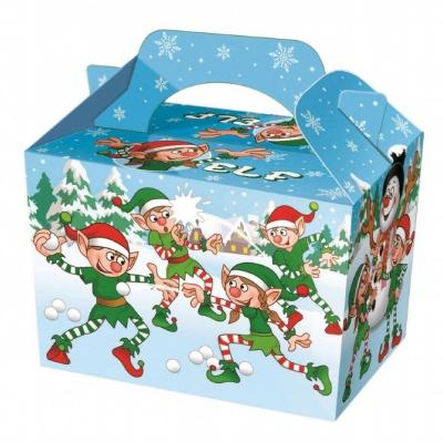 China Manufacturer Printing Large Recyclable Custom Collapsible Christmas Food Decoration Corrugated Gift Box With Handle for sale