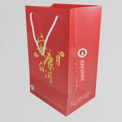 China Recycled Materials Wholesales Custom Printed Colorful Logos Handles Red Paper Bag for sale