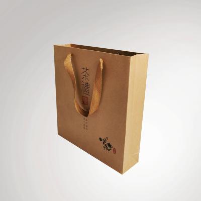 China Recyclable Custom Printed Your Own Logo White Brown Kraft Gift Craft Shopping Paper Bag With Handles for sale