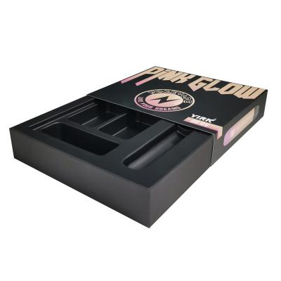 China Recycled Materials Wholesale Box Custom Logo Printed Black Drawer Papercard Box with Sleeve EVA Insert Blister Tray for sale