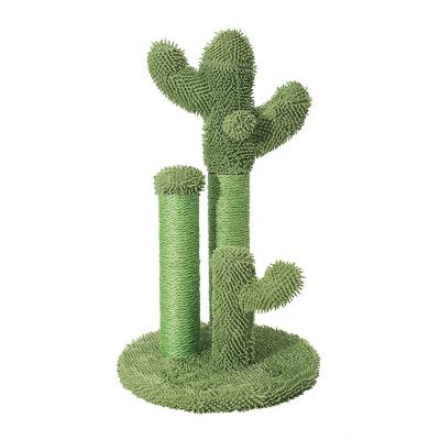 China Sustainable Stable Sisal Cat Scratching Post View Cactus Three Post Pet Climbing Frame Natural Palm Integrated Cat Tree for sale