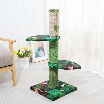 China Viable High Quality Two-leaf Flamingo Cat Climbing Frame Sisal Frame Post Cat Scratcher Jumping Tree for sale