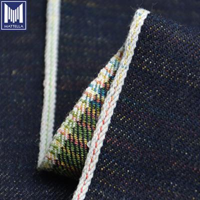 China Shrink-Resistant Rainbow Colored Candy Weft Rope Dyed Japanese Style 12oz 100% Cotton Raw Selvedge Jeans Slubby Fabric For Men's Jeans for sale