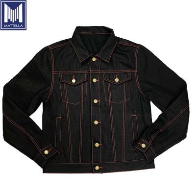 China Organic Yarn Japanese Cotton Selvedge Denim Lattice Denim Jacket Men 2020 Black Staple 100% Viable Design Custom Available Long for sale