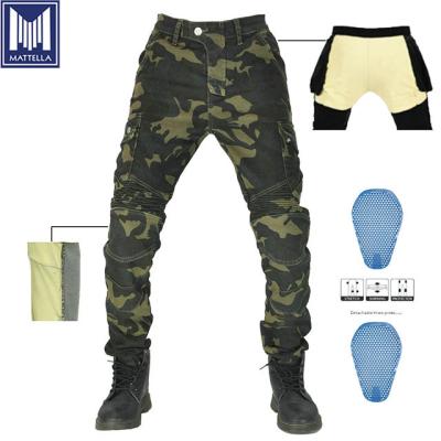 China Men Motorcycle Anti-UV Liner Aramid Fabric Denim Spandex Cotton Print Camouflage Jeans Pants for sale