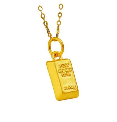 China 5g Gold Small Gold Brick Pendant 999 CLASSIC Small Gold Bar Necklace Rich Valentine's Day Gift for sale