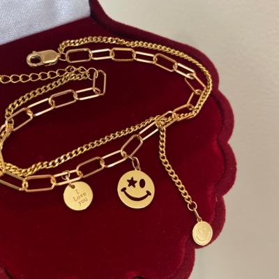 China FASHIONABLE Round Smile Bracelet Shuibei Au750 Gold Double-Layer 18K Gold Jewelry Female Pure Gold Smile Bangle for sale