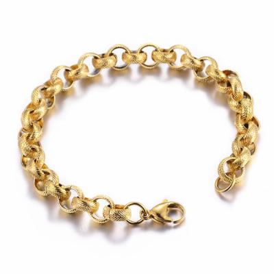 China FASHIONABLE Retro Roman Style Gold Plated Bracelet Titanium Steel Vacuum Plating Durable 18K Gold Color for sale