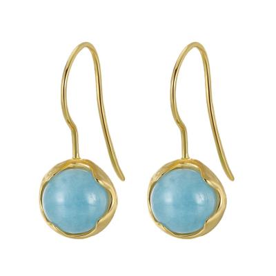 China CLASSIC Sky Blue Baby Stone Fashion Round Earrings 14K Gold S925 Sterling Silver Green Blue Earrings for sale