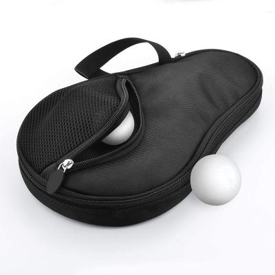 China Polyester Factory OEM Ping Pong Racket Case Paddle Carry Bag Protector with Ball Storage Pocket for sale