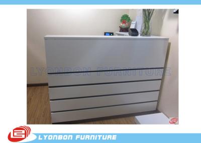 China Melamine Finished MDF Shop Cash Counter White / 2000mm * 1500mm * 1100mm for sale