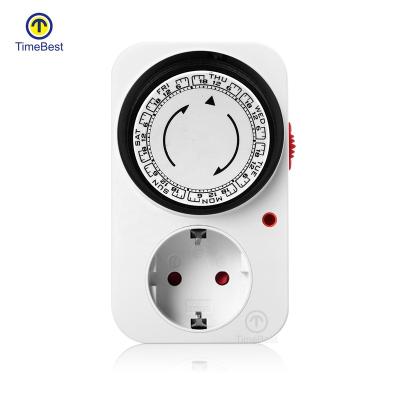 China EU Mechanical Programmable Socket Relay 24 Hours Time Home Appliances Plug In Timer Switch 230V for sale