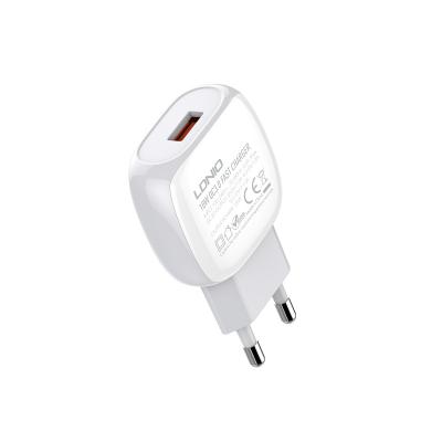 China LDNIO A1306Q EU 18W Safe Convenient Single Left Fast Charging Mobile Cell Phone QC3.0 USB Wall Charger For iPhone 12 iPhone11 for sale