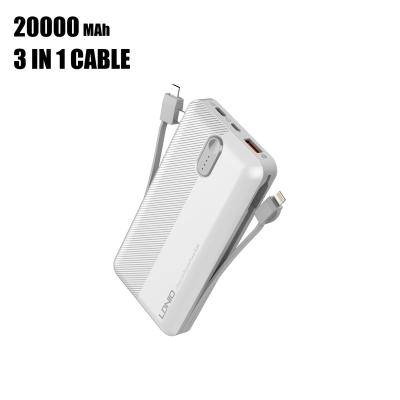 China LDNIO PL2014/3 Black Universal Charging White In 1 Cable Real Central 20000 Mah Power Bank 20000mah Capacity, For HUAWEI/XIAOMI etc. for sale