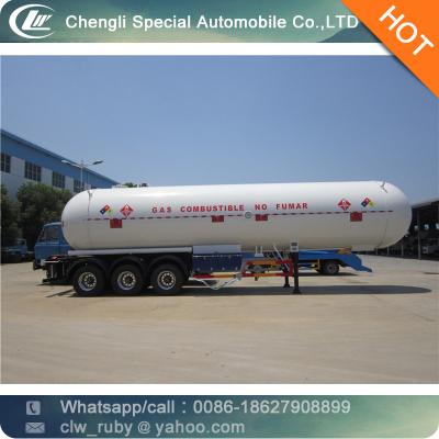 China Tri Wheels LPG Truck Trailer 57m3 LPG Vessel Semi Trailer Transporting Tank Truck for sale