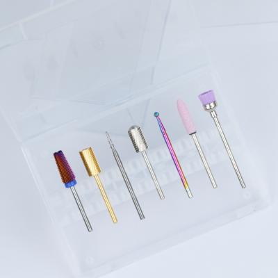 China New Type 2021 Best Full Stainless Steel Price Nail Tool Kit Colorful Tungsten Ceramic Diamond Nail Drill Bit Set for sale