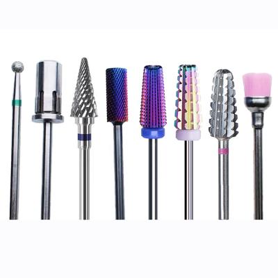 China Newest Nail Drill 5 In 1 8 Pieces Volcano Turbo Carbide Drill Bit Soft Drill Bit Set for sale