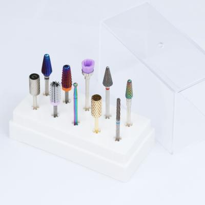 China Best Price Stainless Steel Nail Drill Bit Set High Quality Ceramic Red Nail Drill Bits Manicure Nail Drill Bits for sale