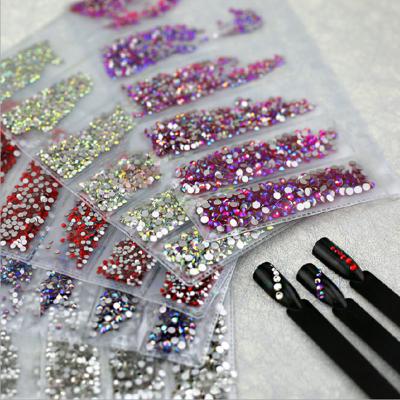 China Fashionable Wholesale Price Round Crystal Stone ab Nail Art Rhinestones Mixed Flat Backs Rhinestones Free Shipping Supplies Beautiful for sale