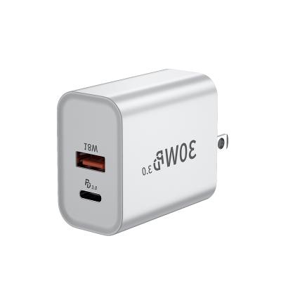 중국 Mobile Phone 5V 9V 12V 20V 1.5A 30W Max USB A+ Type C Wall USB Fast Charger 판매용