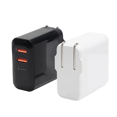 중국 Cellphones 3 Port QC 3.0 And Type C Wall Charger US Plug 30W Universal Mobile Phone Charger 판매용